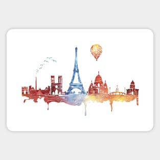 Watercolor Skyline of Paris Magnet